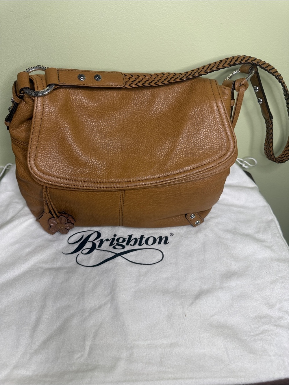 Brighton Cognac Braided Strap Shoulder Bag